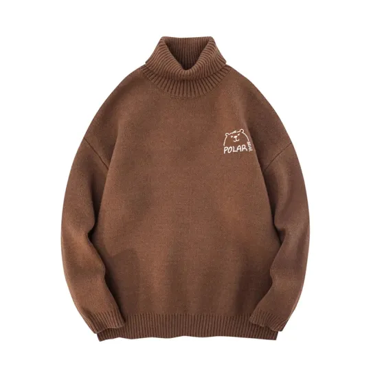 POLAR BEAR Winter Loose Fit Turtleneck Sweater Knitwear Thickened Thermal Unisex