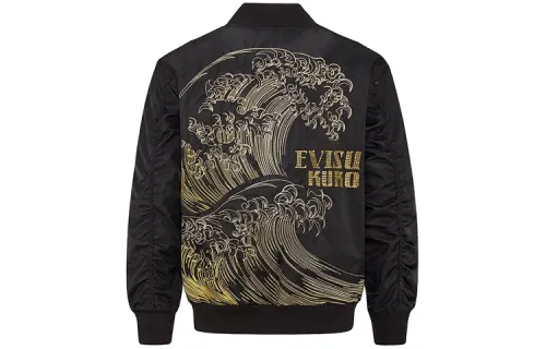 EVISU Jackets Men's Black Baseball Collar Moderate Other
