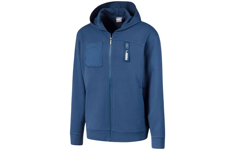 PUMA Jackets Men's Dark Denim Blue Hooded Moderate Soft Shell