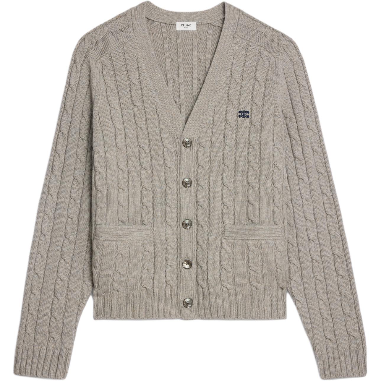 CELINE Triomphe Cardigan In Cable knit Cashmere