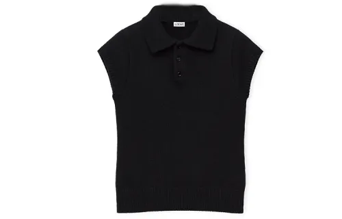 LOEWE Sweaters Men's Black Polo Collar Moderate Other
