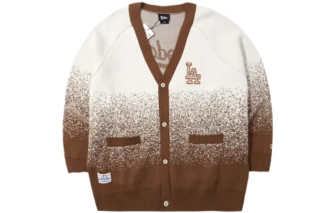 New Era Knitted Fabric Cardigan Unisex Brown