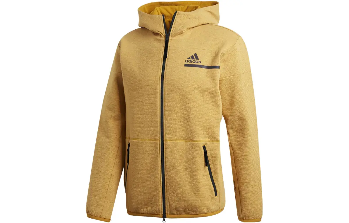 Adidas Zne Fz M Winter Solid Color Fleece-Lined Thermal Hooded Jacket Men's Gold