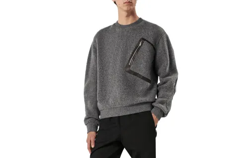 HERMES Knitwear Men's Gray Crew Neck Moderate Other