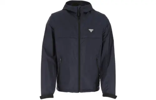 PRADA Jackets Men's Dark Blue Hooded Moderate Other