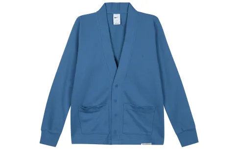 Nike Knitwear Men's Industrial Blue V-neck Moderate Cardigan