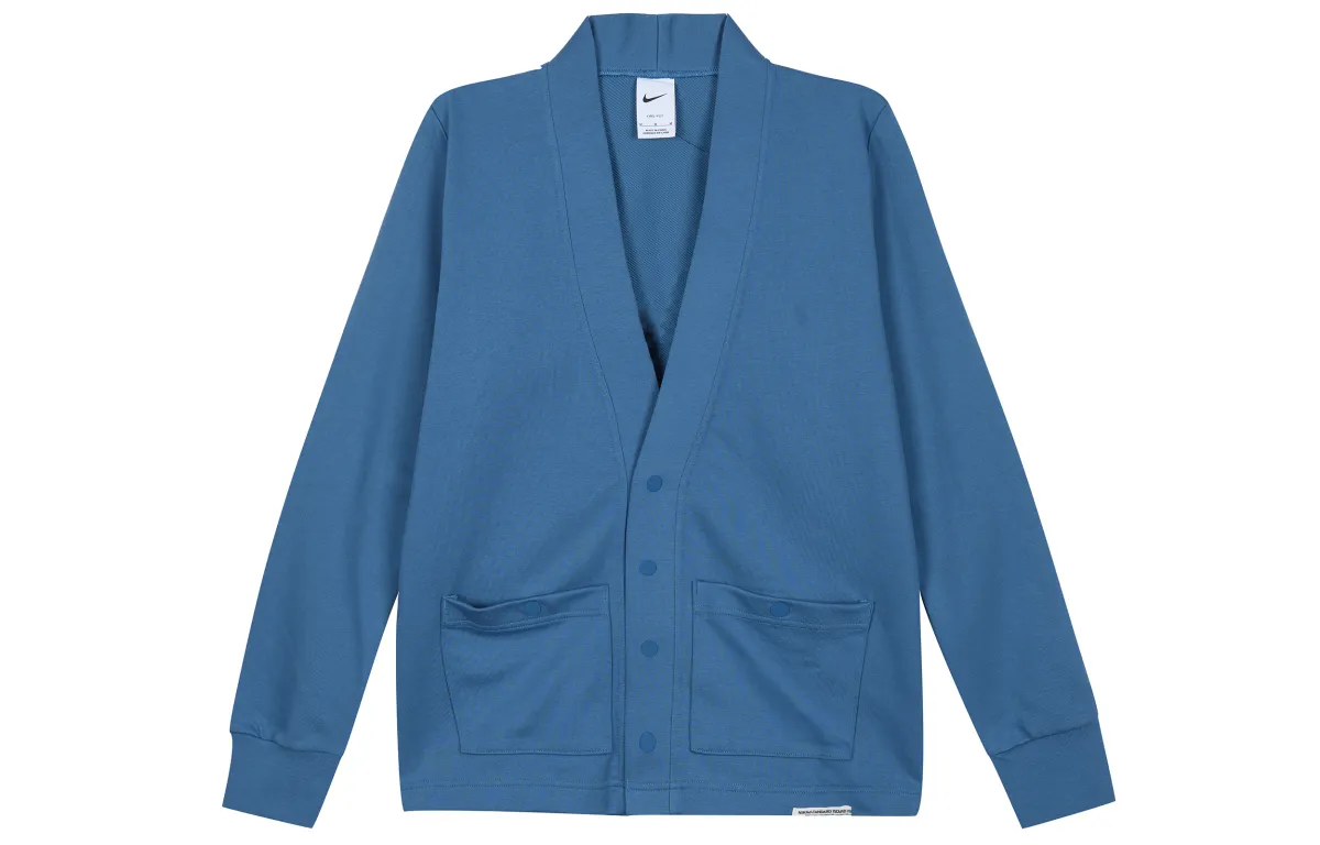 Nike Knitwear Men's Industrial Blue V-neck Moderate Cardigan