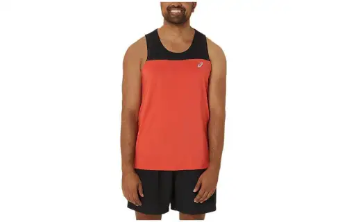ASICS PR LYTE Tank Tops Men's Orange Crew Neck Moderate Straight Fit
