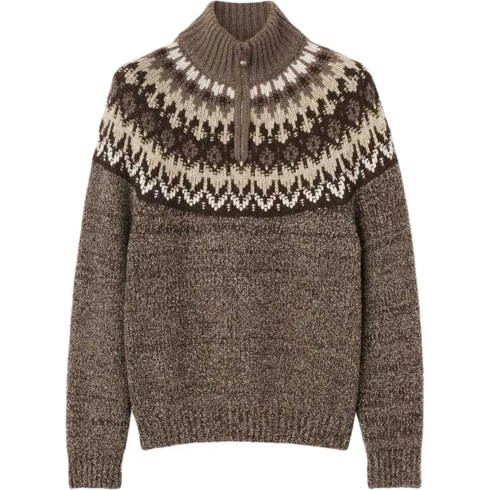 Loro Piana Pattern Intarsia Quater-Zip Sweater