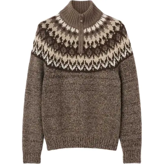Loro Piana Pattern Intarsia Quater-Zip Sweater