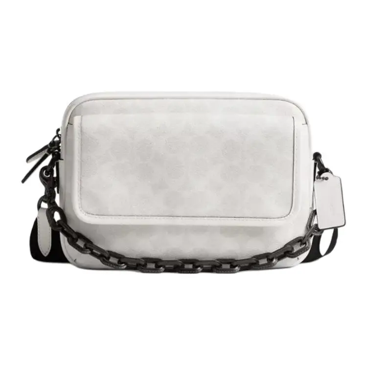 COACH Charter Iconic Coated Canvas With Calfskin Crossbody Bags Medium Men's White