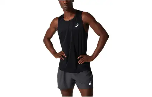 ASICS Tank Tops Men's Black Crew Neck Moderate Straight Fit