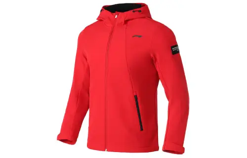 Li Ning Training Series Full Zippers Hooded Fleece Lined Sports Jacket Men's Bull Red