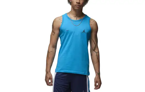 Jordan Sport Tank Tops Men's Blue Crew Neck Moderate Straight Fit