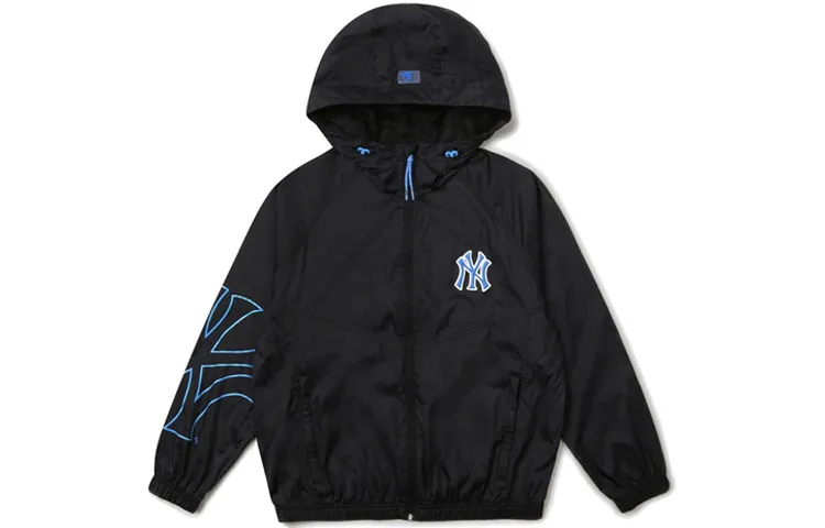 MLB New York Yankees Jackets Unisex Black Hooded (Non-detachable) Thin
