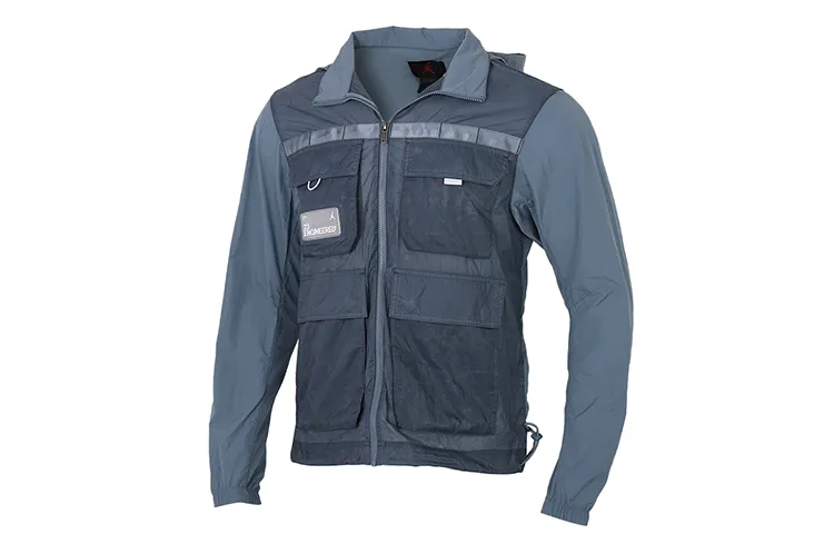 Jordan Jackets Men's Navy Blue Hooded Moderate Workwear