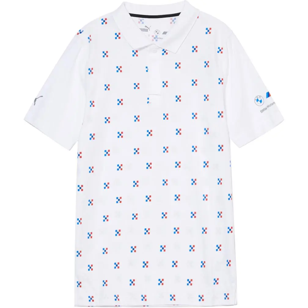 PUMA Polo Shirts Men's White Polo Collar Moderate Straight Fit