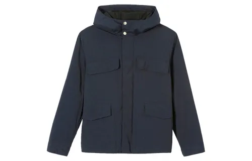 KENZO Jackets Men's Blue Hooded Moderate Workwear