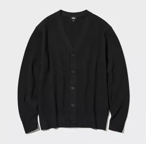 UNIQLO Knitwear Unisex Black V Neck Moderate Cardigan