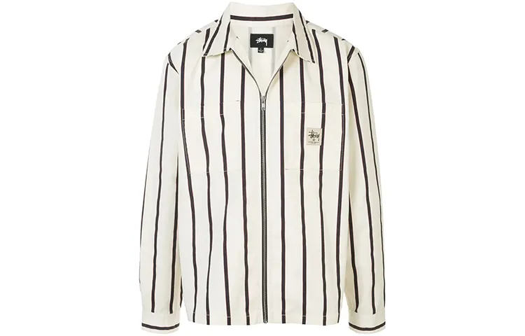 Stussy Jackets Men's Beige Stand Collar Moderate Other