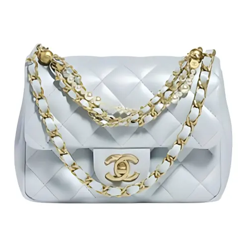 CHANEL Bright Lambskin Crossbody Bag, Shoulder Bag Regular Mini Women's Mint Green
