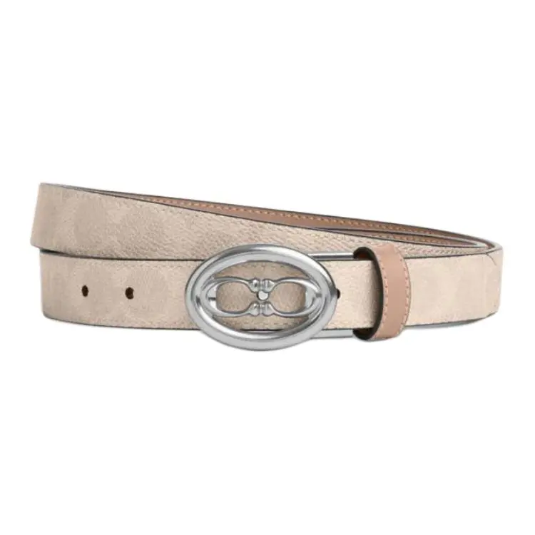 COACH Coated Canvas With Calfskin Leather Belts Women's Beige Width 2.5cm