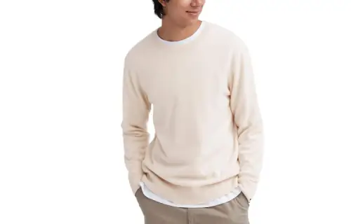 UNIQLO Knitwear Men's 30 Light Beige Crew Neck Moderate Other