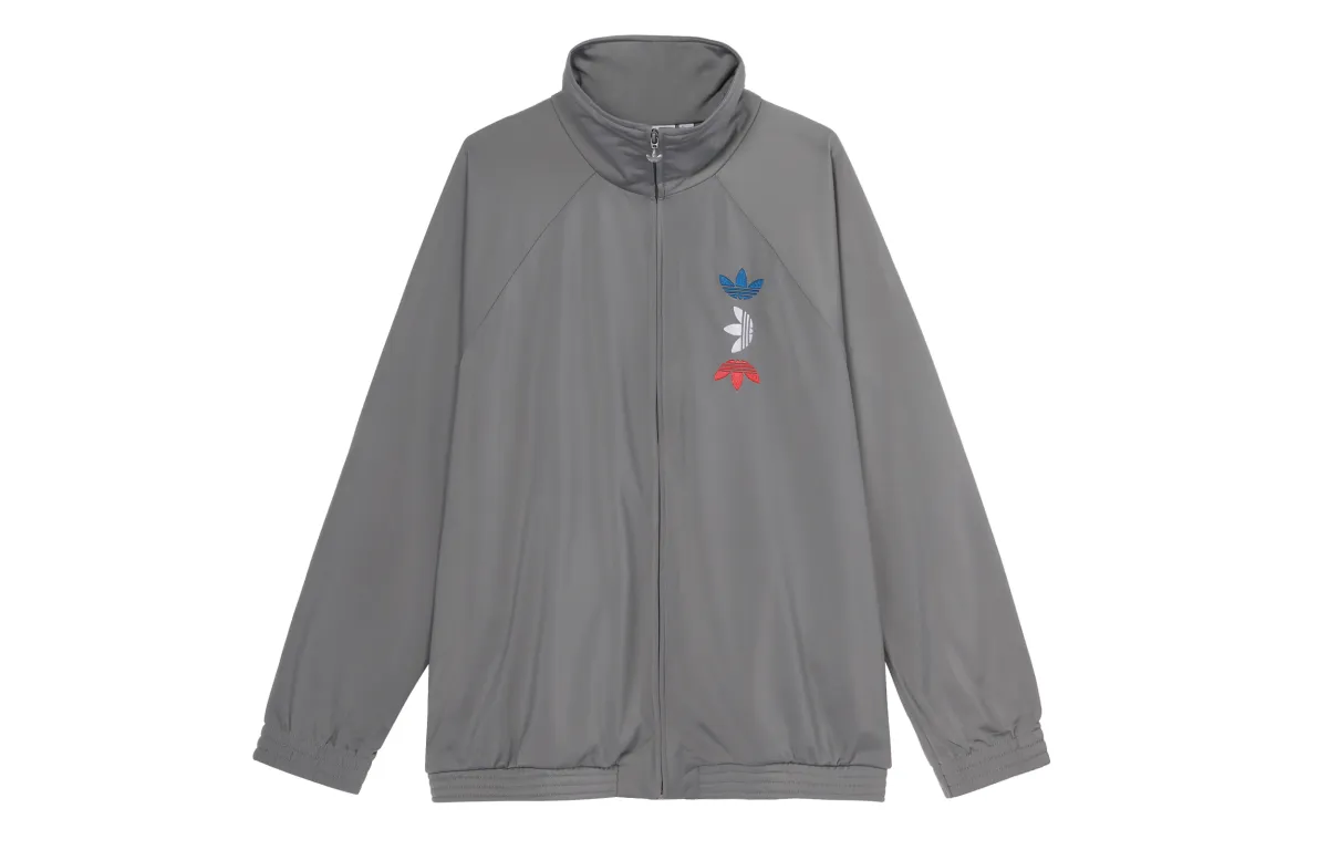 Adidas Originals Gray Silver Track Jackets Men's Stand Collar Moderate Other