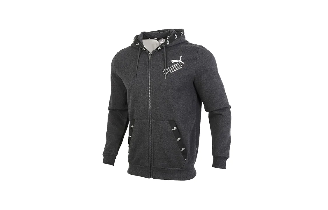 PUMA Jackets Men's Black Gray Color Hooded Moderate Other