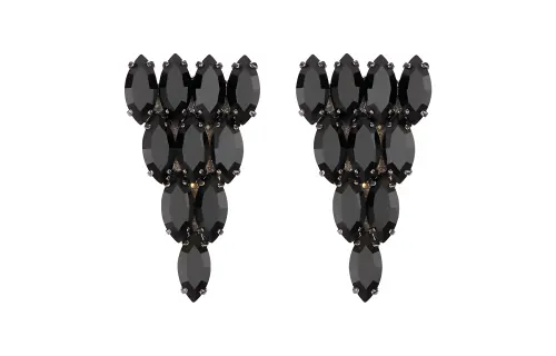 GUCCI Crystal Metal Earrings Unisex Black