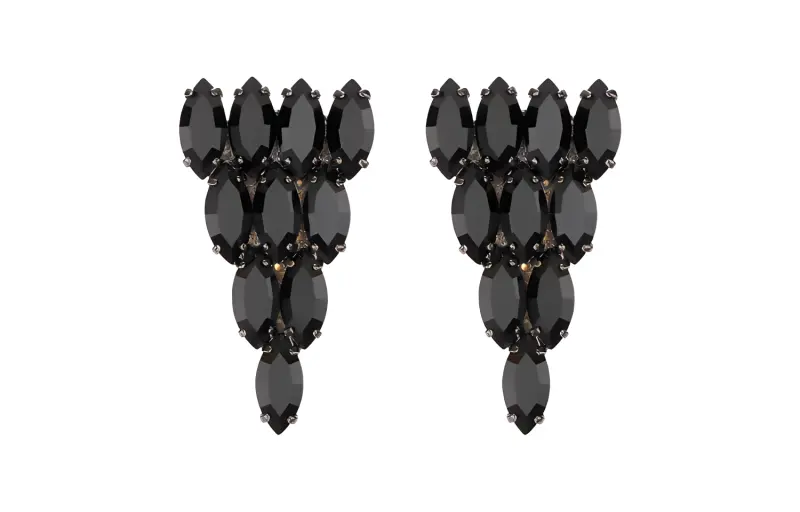 GUCCI Crystal Metal Earrings Unisex Black