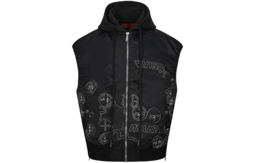 EVISU Tank Tops Men's Black Stand Collar Moderate Other