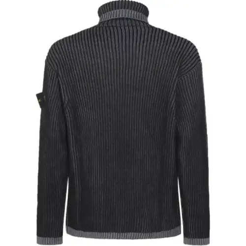 STONE ISLAND Logo Patch Roll Neck Ribbed Jumper