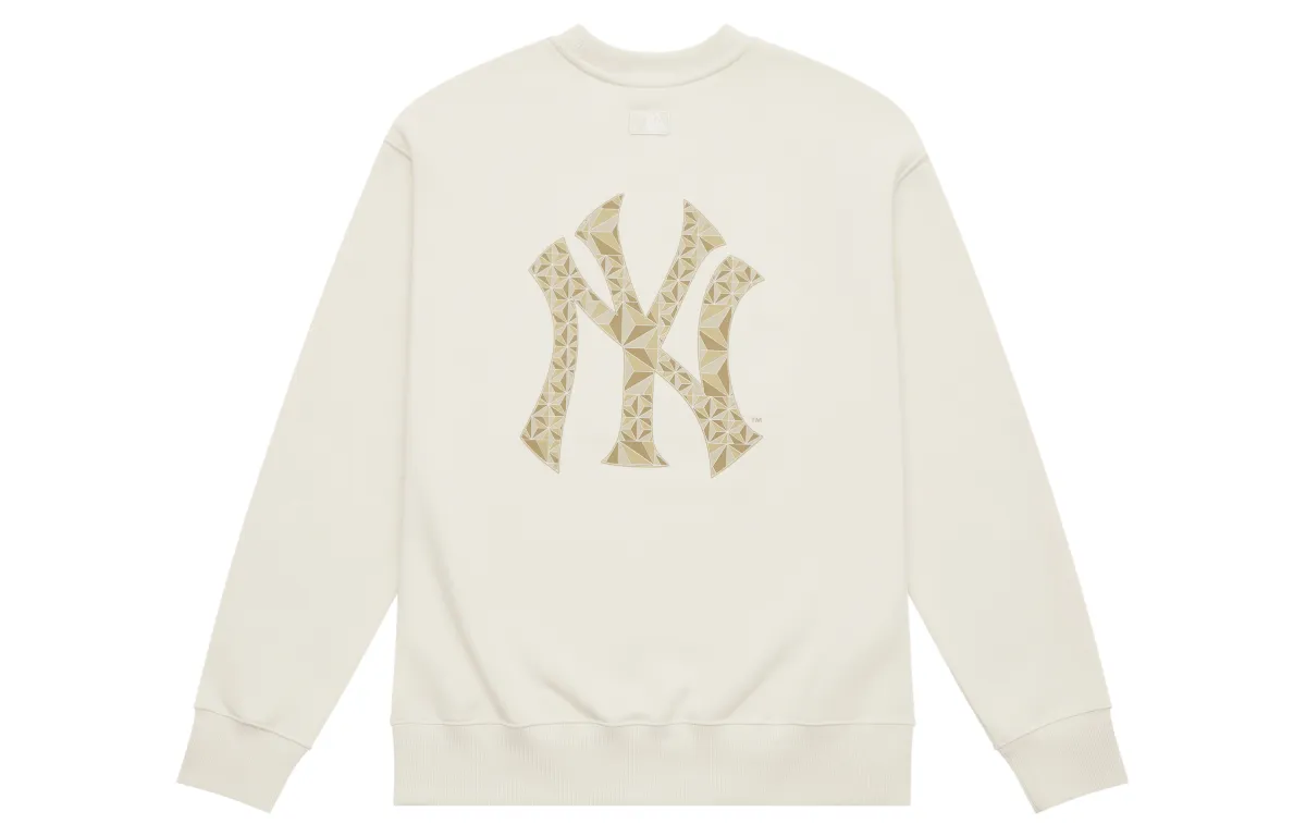 MLB MONOGRAM FW24 Athleisure Minimalist Style Pullover Solid Color Large Logo Crew Neck Fleece Lined Long Sleeved