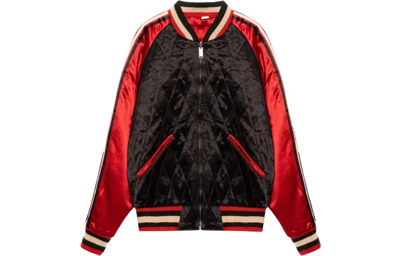 GUCCI Jackets Men's Red Baseball Collar Moderate Pilot