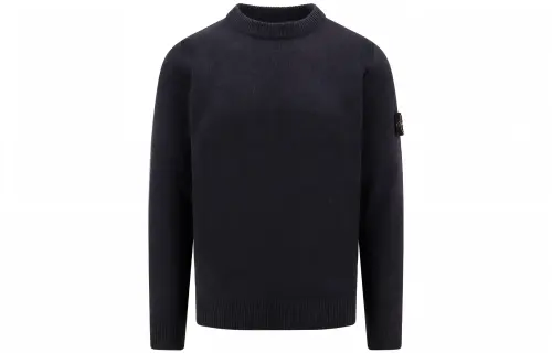 STONE ISLAND Logo Patch Crewneck Knitted Jumper