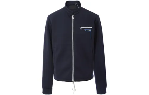 PRADA Jackets Men's Dark Blue Stand Collar Moderate Other