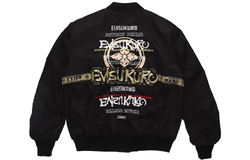 EVISU Baseball Jerseys Men's Black Baseball Collar Moderate Other