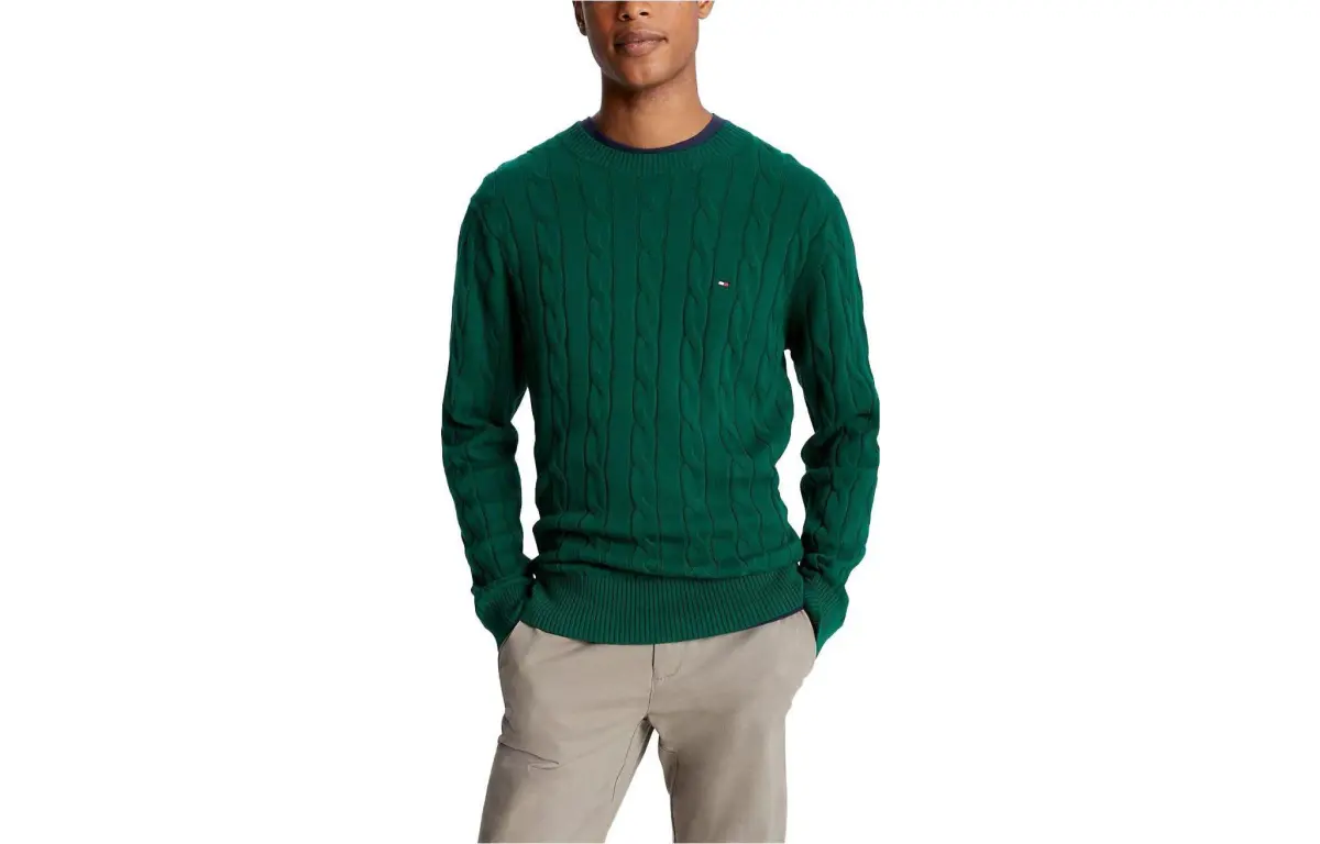 Tommy Hilfiger Sweaters Men's Green Crew Neck Moderate Other