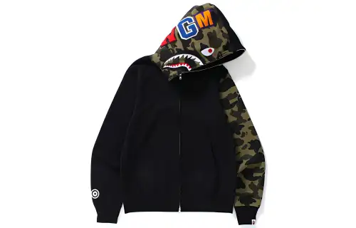 Bape Shark Full Zip Hoodie Camo Sleeve