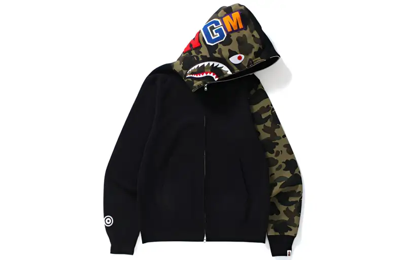 Bape Shark Full Zip Hoodie Camo Sleeve