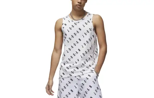 Jordan Tank Tops Men's White Crew Neck Moderate Straight Fit