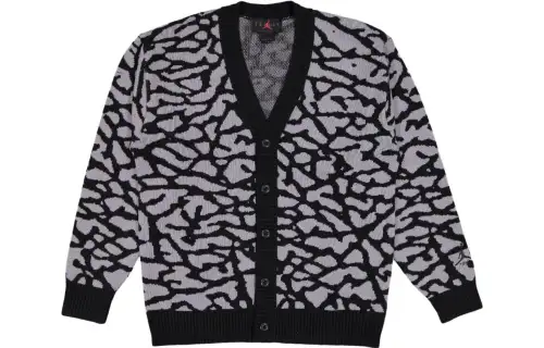 Jordan Sweaters Men's Black V Neck Moderate Cardigan