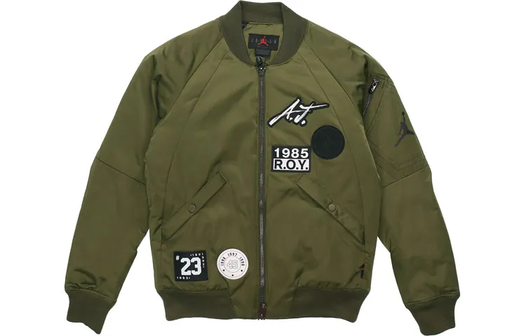 Jordan Jackets Men's Army Green Stand Collar Moderate Pilot