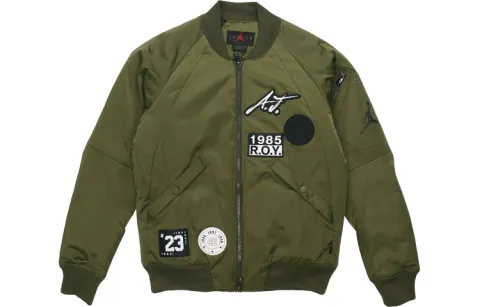 Jordan Jackets Men's Army Green Stand Collar Moderate Pilot
