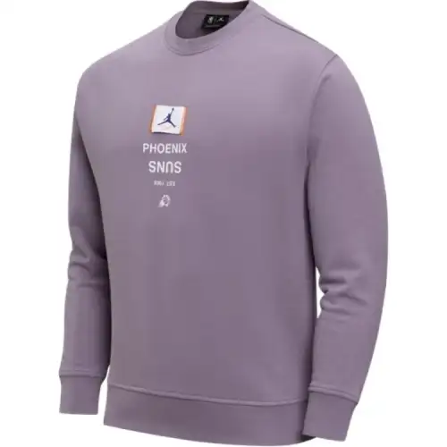 Jordan NBAPhoenix Suns Fleece Lined Crew Neck Long Sleeved Pullover Sweatshirt Men's Smoke Purple