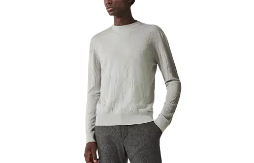 HERMES Knitwear Men's Mist White Crew Neck Moderate Other
