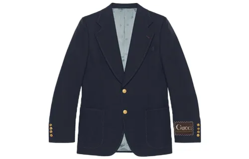 GUCCI Jackets Men's Dark Blue Suit Collar Moderate Other