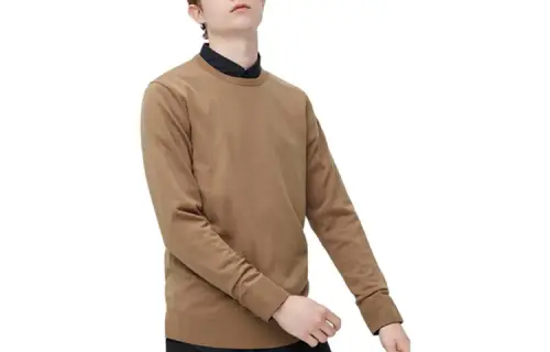 UNIQLO Knitwear Men's Dark Beige Crew Neck Moderate Other
