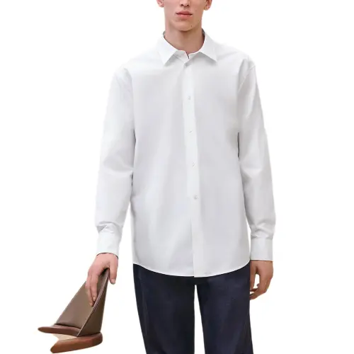 HERMES Shirts Men's White Pointed Collar Moderate Other